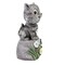 Roman 7.5 Inch Cat On Stone Figurine Summer Figurine , Summer Decor Kitten Spring Summer Flowers